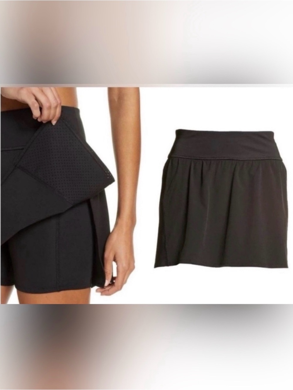 Spanx Black Athletic Skort Built In Shorts Running Tennis Golf Skirt Small